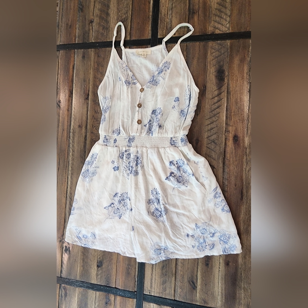 Promesa floral linen button up romper